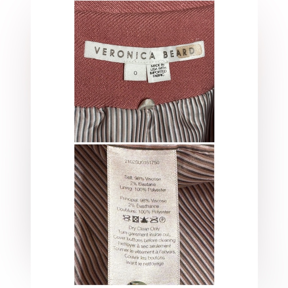 Veronica Beard Blazer Odile Dickey Pink Jacket Rosewood Double Breasted SZ 0 - Picture 11 of 16